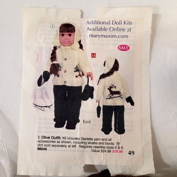 NEW Mary Maxim 18" Doll Outfit Knitting Kit Ice Skating Boots NO PATTERN - Picture 2 of 12